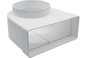 Kair Elbow Bend Adaptor 220mm x 90mm to 150mm - 6 inch Rectangular to Round 90 Degree Bend Adapter for Converting to Different Size Plastic Ducting Systems