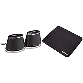 Amazon Basics - PC Speakers with Dynamic Sound USB Powered Black 1 Pair & Gaming Mouse Pad