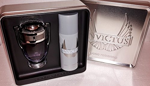 Paco Rabanne INVICTUS Gift Set 100ml Eau De Toilette (3.4 Fl.Oz) EDT Spray & 150ml (5 Oz) Deodorant Spray