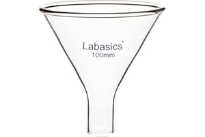 Labasics Glass Powder Funnel, Heavy Wall Borosilicate Glass Short Stem Funnel with 100 mm Top Height and 32 mm Stem Height