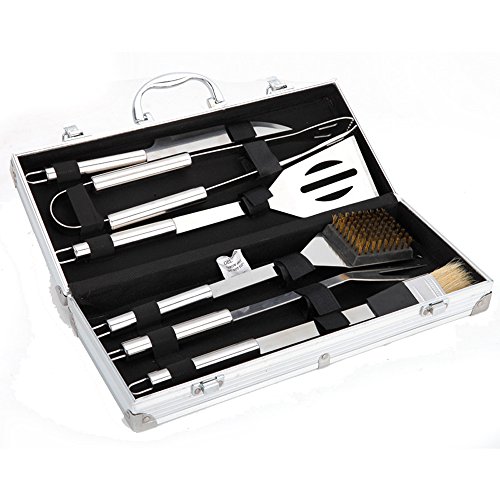 TEERFU Grillbesteck Set, 6 teilig Grill-set, Grillbesteck-Set, outdoor grill, BBQ Grill, barbecue set, Bürste, Pinsel, Zange, Spachtel, Leicht zu tragen, Leicht zu reinigen, hochwertiges Material