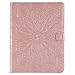 Price comparison product image Surakey iPad 2 Case,iPad 3 Cover,iPad 4 leather Case, PU Leather Embossed Flower Cards Slot Holder Stand Magnetic Flip Folio Wallet Protective Case Cover for Apple iPad 2 3 4,Rose Gold