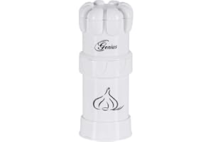 ‎GENIUS Genius A19169 Knoblauchschneider G5 hochwertige Knoblauchpresse spülmaschinenfest-Idealer Küchenhelfer schneiden-Garlic Press Knoblauch-Mühle, Kunststoff, Weiß