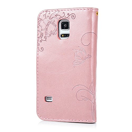 Samsung Galaxy S5 Mini Hardcase Galaxy S5 Mini Flip Hülle YOKIRIN Premium Ameisen Treffen Muster PU Leder Schutzhülle TPU Innenschale Wallet Case Brieftasche Flipcase Klapptasche Portemonnaie Handyhülle mit Karteneinschub Standfunktion und Magnetverschluß Rose Gold - 4