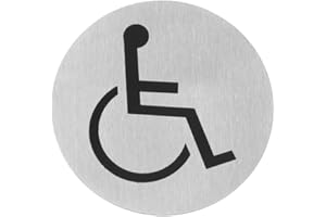 HENDI Wheelchair Door Signs in Blister Packaging with Double Adhesive Tape Diameter 75 mm Stainless Steel