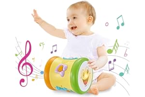Rarekids Two-Sided Baby Drum for Learning & Cognition with Dynamic Light, Kids Musical Instruments Toddler Toys, Baby Musical Toys Drum Gifts for 1 Year Old Boys Girls (Yellow)