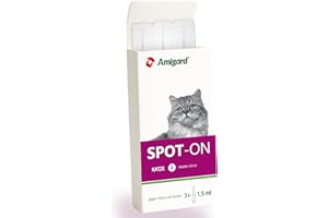 Amigard Spot-On 3er Pack für Katzen, gegen Zecken und Flöhe, 3X 1 Monat Schutz, pflanzliche Wirkstoffe, ohne Parfüm und Konservierungsmittel, vegan
