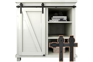 ETIASQSA 76.2cm/2.5FT Super Mini Sliding Barn Door Cabinet Hardware Kit for Single Door TV Stands Small Cabinets, J-Shaped Hanger