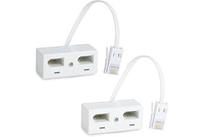 ONSOLO 2pcs Telephone Splitter 2 Way Double Phone Socket Adaptor RJ11 BT Plug Male to 2 Female Socket Extender Phone Splitter Adapter Separator for UK Landline Telephone Fax Modem Cable Adaptor and Converter
