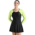 Boldfit Swimming Suit for Women One Piece Swim Suit Set for Woman Knee Length Swimming Costume for Women Stretchable Swimwear Ladies Swimsuit Flexible Fit Swim Dress for Woman Black Green, S