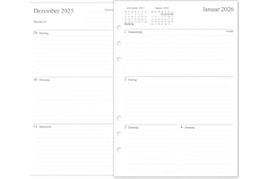 newestor 2026 Wochenplaner Einlage A5, 1 Woche auf 2 Seiten, Kompatibel mit Filofax A5 Organiser