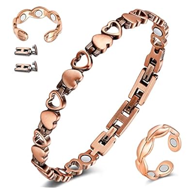 Cigmag Lymphatic Drainage Copper Bracelet For Women Ultra Strength Magnet 99% Pure Copper With Adjustable Tool & Gift Box (love)