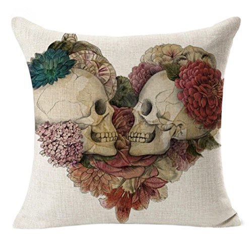 Sunnywill Leinen dekorative Kissen Abdeckungen Vintage Skull Throw Pillow Cases für Sofa ( Kissen ist nicht inbegriffen )