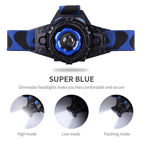 STCT LED Stirnlampe, wiederaufladbare super helle Kopflampe wasserdichte Kopf Licht für freie Arbeit, Wandern, Camping, Klettern, Laufen und Abenteuer. - 2