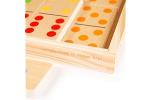Bigjigs Toys Wooden Jumbo Kids Dominoes - 28 Giant Dominoes for Children aged 3 years +, Premium Quality Wooden Traditional Games, Fun Garden Games for Kids