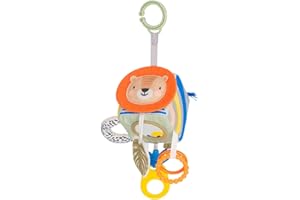 Taf Toys Savannah Discovery Cube Sensory Baby Hanging Toy. Includes Teether, Baby Safe Mirror, Padded Handle, Chime Bell. Clips on Cot, Pram or Car Seat. Suitable for Boys & Girls 0 month +