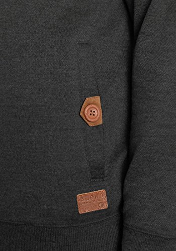 Blend Alesso Herren Sweatjacke Kapuzenjacke Hoodie Mit Kapuze Reißverschluss Und Fleece-Innenseite, Größe:XL, Farbe:Charcoal (70818)