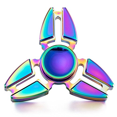 Fidget Spinner Toy - NO Noise Rainbow Spinner Precision Aluminum Alloy Hand Spinner Finger Spinner, Relieves ADHD, Anxiety, and Boredom Toys (Rainbow 6)