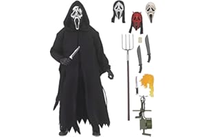 ANJINGUANG Figurine Ghostface - Figurine d'anime Ghostface - 18 cm - Articulations mobiles (avec accessoires) - Modèle de pose debout - Statue en PVC - Décoration d'intérieur - Cadeaux