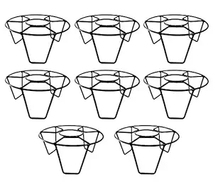 MACY Pack of 8 Iron Indoor/Outdoor Flower Pot/Plant Stand for Home Garden Balcony Living Room Decor (Black Rust Proof)