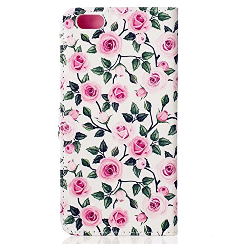 MUTOUREN Schutzhülle Case für iphone 6 6S (4.7 Zoll) Prägung Blumen Geprägte indische Mandala Muster Buch-Stil Bookstyle Handyhülle Schutzhülle Taschen Anti-scratch Bumper et Shock Absorption Magnetverschluss Magnet Etui + Metall Touch-Pen, Kleine Rose - 3