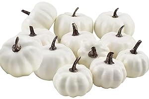 Smavles Calabaza Blanca 12 Pcs Calabaza de Decoración de Halloween Decoración de Mesa de Halloween Calabaza Artificial Decoración de Fiesta de Halloween para Decoración de Otoño