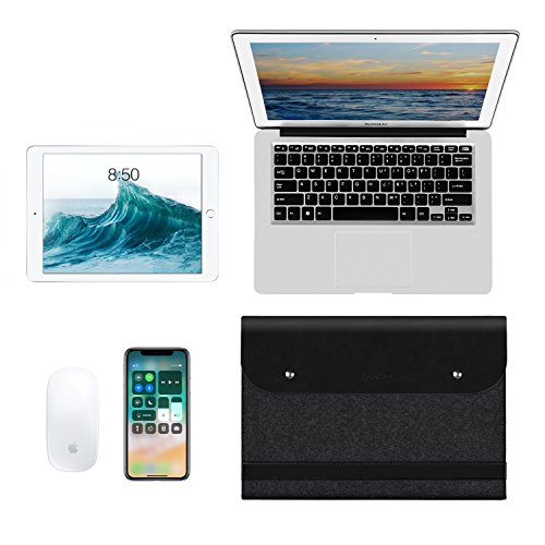 EooCoo Laptop-Tasche  Filz  Mikrofaser Leder H  lle Ultrabook Laptop Tasche Filz Sleeve Speziell f  r Macbook Air   Pro   Retina 13  - Black
