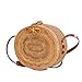 Produktbild FLYSXP Rattan Einseitige Sonnenblume Ovale Crossbody-Damen-Strandtasche Mit Blumen Verzierte Bogenschnalle, 23x19x8cm Damenhandtasche