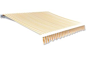 FIRBNUS Toldo de Lona Naranja y Blanco Tela de Repuesto para Toldo Tela Toldo Repuesto Telas para Toldos Tela Impermeable Toldo de Repuesto de Jardín Lona para Toldos 350x250 cm (Sin Estructura)