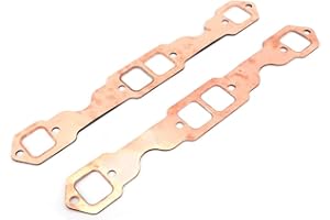 YCTZE 2pcs Copper Plating Header Exhaust Gasket Square Port Reusable Fit for SBC 327 305 350 for Exhaust Gaskets C Gaskets