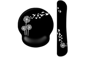 AOKSUNOVA Tapis de souris ergonomique avec repose-main en gel - Avec repose-poignet - Motif pissenlit