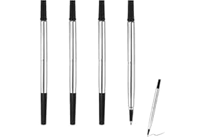 FADWONS 4 Pcs Rollerball Pen Refills, 0.7mm Parker Pen Rollerball Refills Compatible with Parker Quink Pens, Medium Tip for Smooth Writing, Quick Drying, Ideal for Office, School, Personal Use (Black Ink)