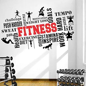 StickMe Gym Fitness Bodybuilding Motivation Sports Wall Sticker (110 x 65 Cm, Multicolour, Vinyl)