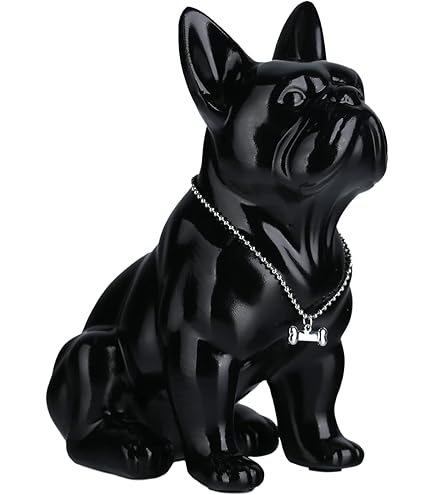 JUCHRZEY Franse Bulldog Figuur Sculptuur Multifunctionele Desktop Decoratie Sleutel Snoep Container Dierenbeeldje Craft Entrance Craft (zwart