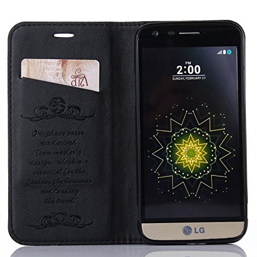 C-Super Mall-UK LG G5 hülle,Qualität PU-Leder starke magnetische Schnalle Mappen-Standplatz -Schlag-Fall für LG G5 ( schwarz ) - 4
