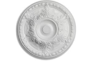 GARENERGIE LED Mall Home Rosone Decorativo per Soffitti in Polistirolo Espanso | Stucco Decorativo in Finto Gesso Rosoni Lampadario e Parete in Polistirolo Ø50 cm