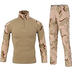 LANBAOSI Chemise de Combat Militaire Homme Uniforme Tactique Séchage Rapide à Manches Longues & Pantalon Costume Tenues de Combat Pantalon Militaire Paintball Beige Medium