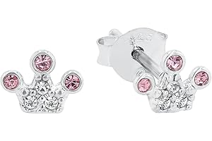 Prinzessin Lillifee Ohrstecker aus 925 Sterling Silber für Mädchen, Kinderohrringe, teilw. mit Schmuckstein, Silber 925 rhodiniert/vergoldet, Geschenk für Mädchen, Kommt in Schmuckbox