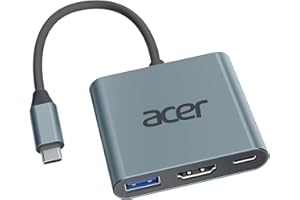 Acer Hub C, 3 w 1, wieloportowy adapter USB C na HDMI, port danych USB 3.0 GEN1 5Gb/s, port HDMI 4K i ładowanie PD Max 100W