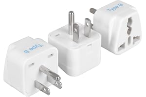 Ceptics Universal Travel Adapter for USA, Canada, Philippines India to US Plug Adapter - Type B USA Plug - CE Certified - RoH