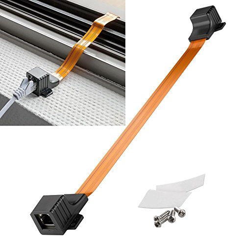 erenLINE® RJ45 Fensterdurchführung, Türdurchführung 30 cm; extra dünn; zum Verlegen von Netzwerkkabeln durch Fenster, Türen