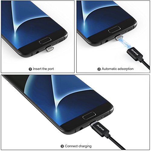 C  ble Micro USB de Chargeur Magn  tique  ZKAPOR  Lot de 2  1M  Magentic Charge et Synchro Donn  es en Nylon Tress   C  ble de Chargement Aimant   Micro USB pour Android Samsung Galaxy S7  S6  Xiaomi Redmi 5  5Plus  Honor 6X  Huawei  LG  Nexus  Kindle  Echo    