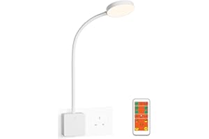 ENUOTEK LED Wall Reading Light with Outlet Power Plug and Remote Control, Flexible Bedside Lamp for Reading Books in Bedroom, Dimmable Lighting and 3000K-4000K-5000K Lighting Colors