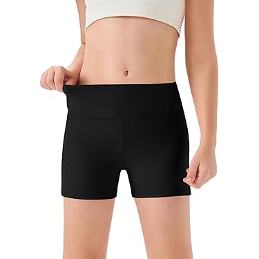 Short De Cyclisme Pour Filles - Uni Respirant Coton - Taille Élastique - Coupe Ajustée Athlétique Antidérapante
