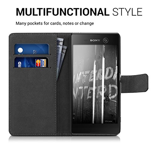 kwmobile Funda para Sony Xperia M5 - Carcasa de  Cuero sint  tico  con dise  o Don t Touch my Phone - Case con  Tarjetero 