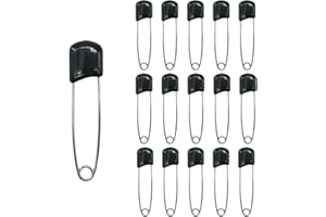 Ruidee Pack of 50 2.2 Inch Nappy Pins Safety Pins Plastic Head Nappies Needles with Locking Clasp (Black)