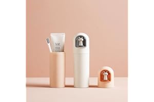 Jadin Porta Spazzolino da Viaggio, 2 PCS Bambino Porta Spazzolini da Viaggio, Cartone Animato Creativo Plastica Portaspazzolini per Ragazzo Ragazza Famiglia Scuola (Bianco + Rosa)