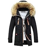winterjacke pelzkragen herren Verdickte und atmungsaktive Winterjacke