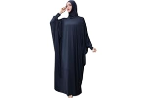 ZEELIY Femmes Robe de Prière Musulmane Unie à Capuche avec Hijab Conservateur Robe de Prière Le Ramadan pour Ethnique Soirée Fête Robe Femme Longue Ramadan Robe de Prière