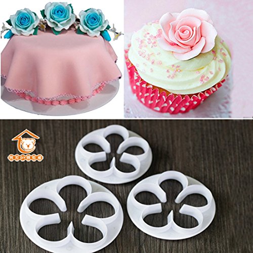 joyliveCY 4ST Rose Blume Kuchen Fondant Ausstechformen - 7